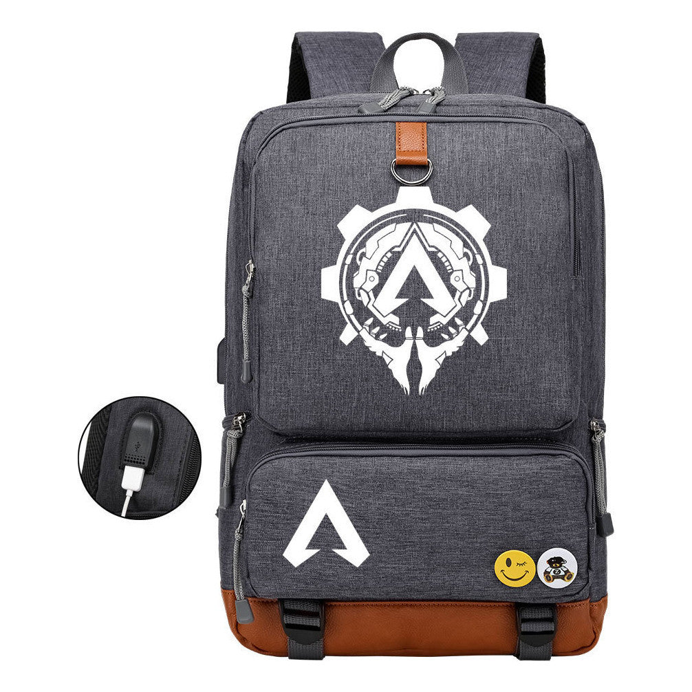 Apex Hero Print Usb Student Backpack For Leisure Travel Backpack
