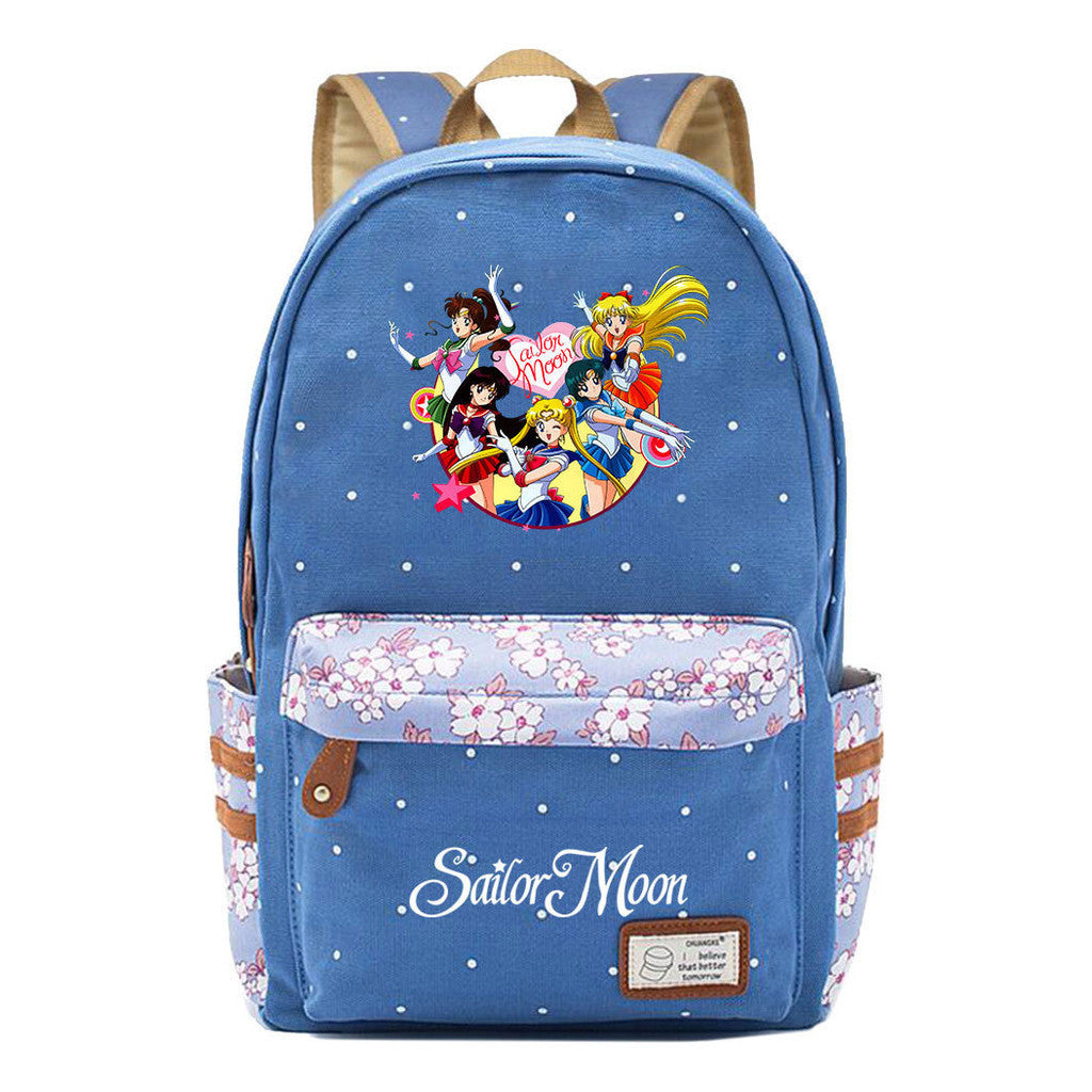 Anime Surrounding Beauty Girl Warrior Youth Student School Bag Fragmented Flower Boy's And Girl's Leisure Backpack