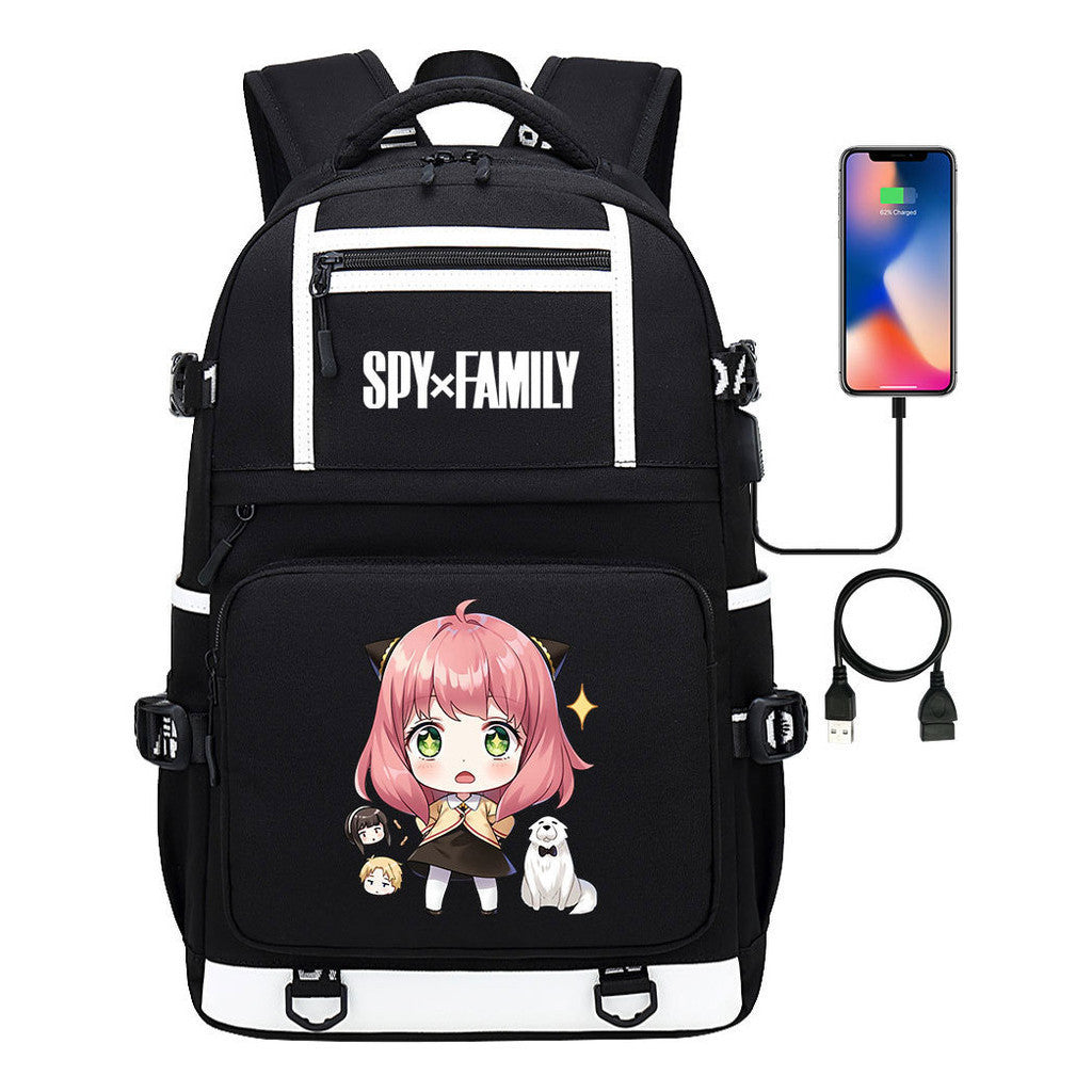 Printed Usb Youth Student Backpack Men's And Women's Backpack Leisure Travel Backpack