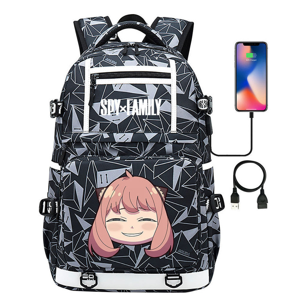 Printed Usb Youth Student Backpack Men's And Women's Backpack Leisure Travel Backpack