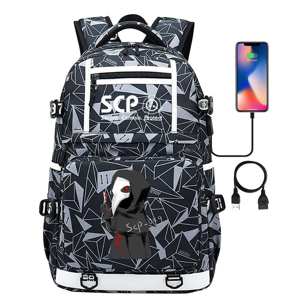 Printed Usb Youth Backpack For Men And Women's Leisure Travel Backpack