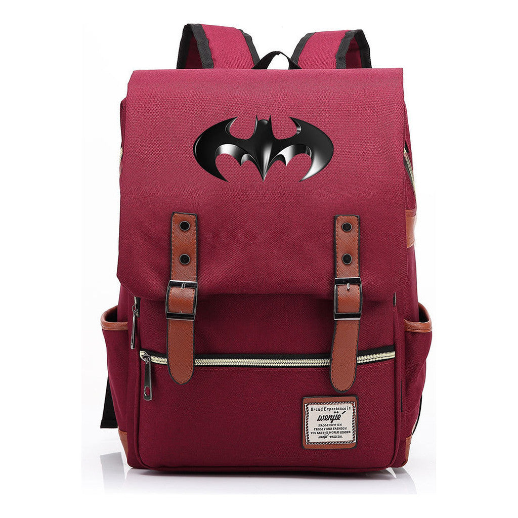 Superhero Batman Print Student Backpack Casual Belt Buckle Classic Backpack