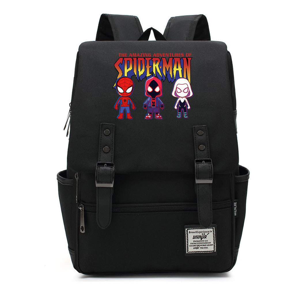 Superhero Print Youth Student Backpack For Men And Women, Casual Belt Buckle, Classic Backpack