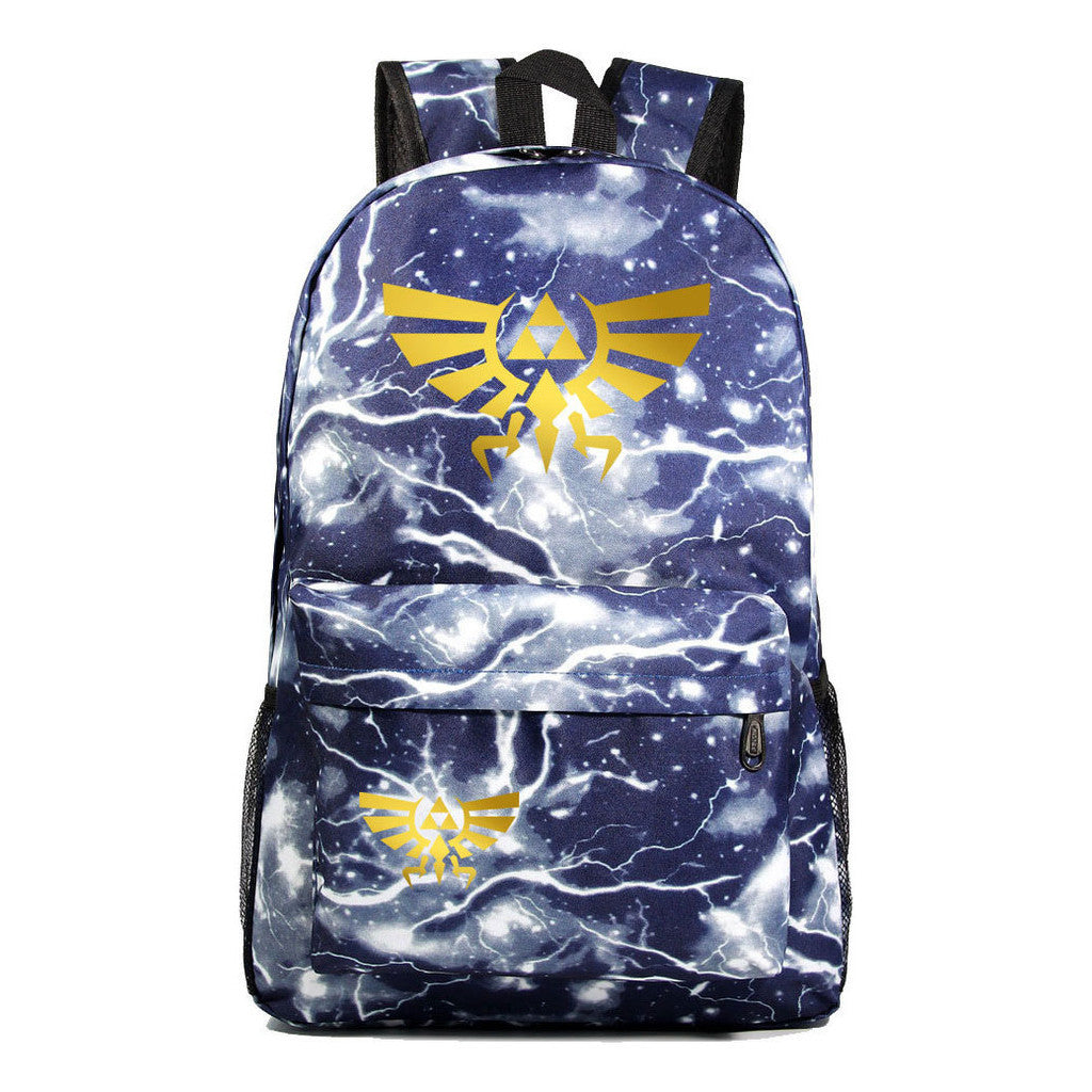 Golden Printed Youth Student Backpack Men And Women's Leisure Backpack