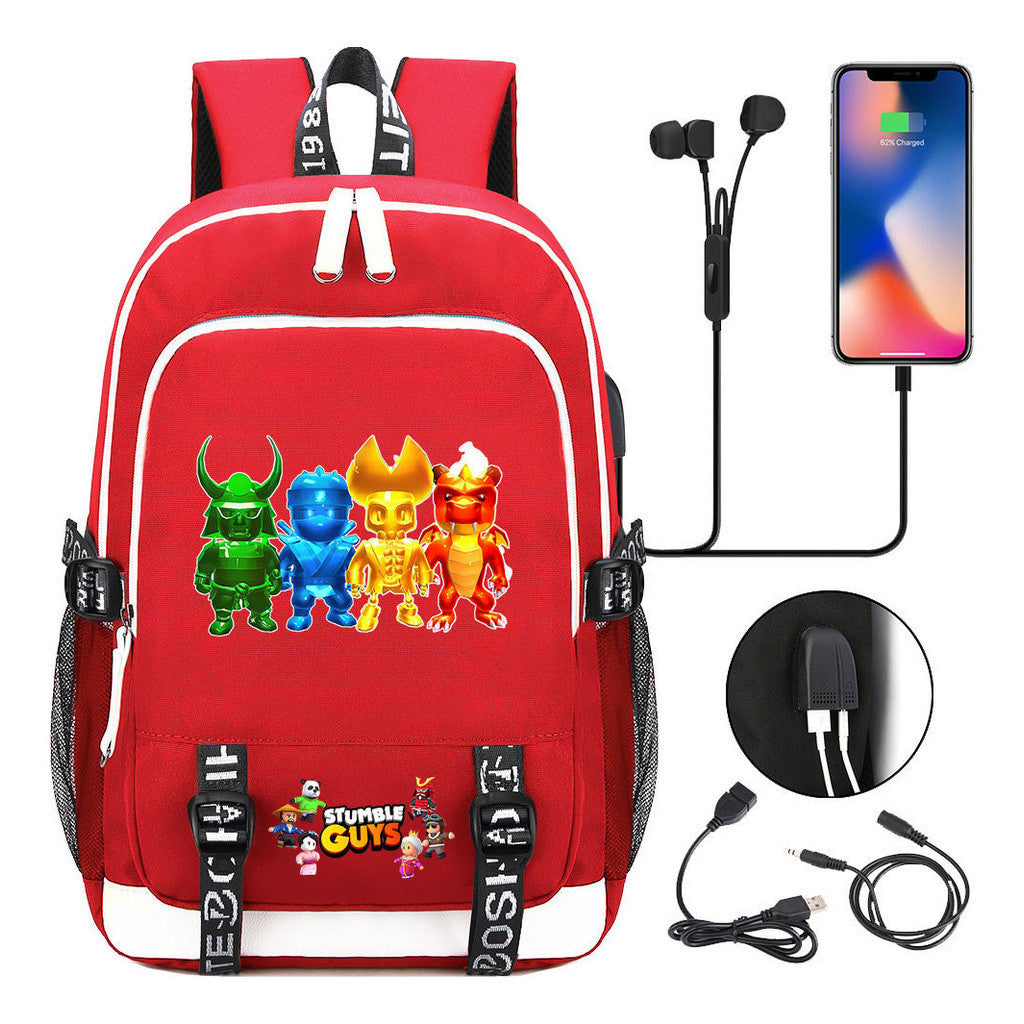 Printed Youth Student Backpack Usb Casual Backpack
