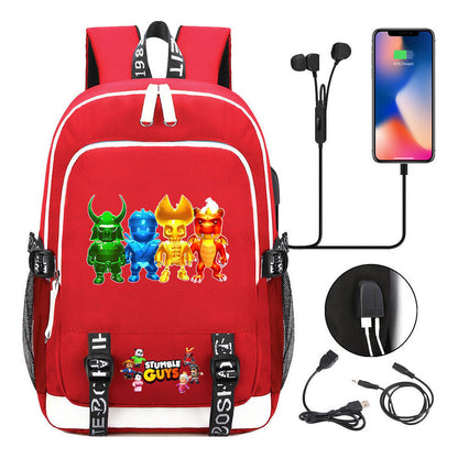 Printed Youth Student Backpack Usb Casual Backpack