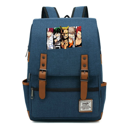 Anime My Heroes Academy Printed Youth Student Backpack Men's And Women's Leisure Belt Buckle Classic Backpack