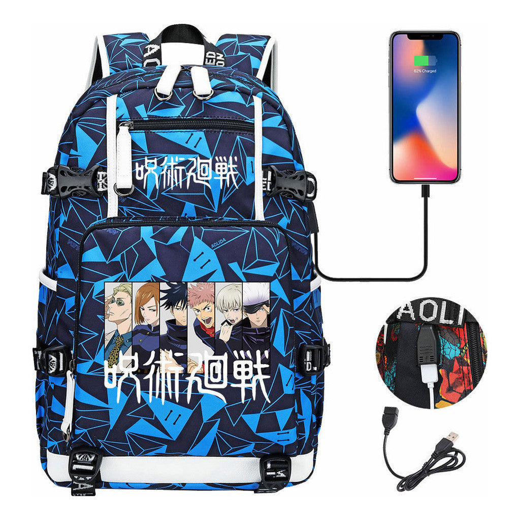Printed Usb Youth Student Backpack For Men And Women's Leisure Large Capacity Travel Backpack