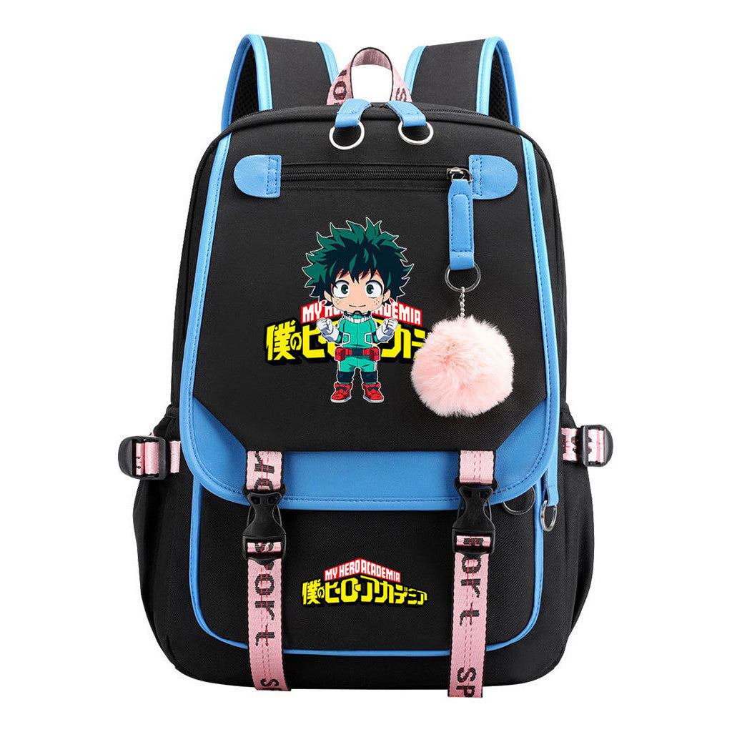 My Heroes Academy Usb Youth Student Backpack With Casual Woven Strap Flip Back Backpack