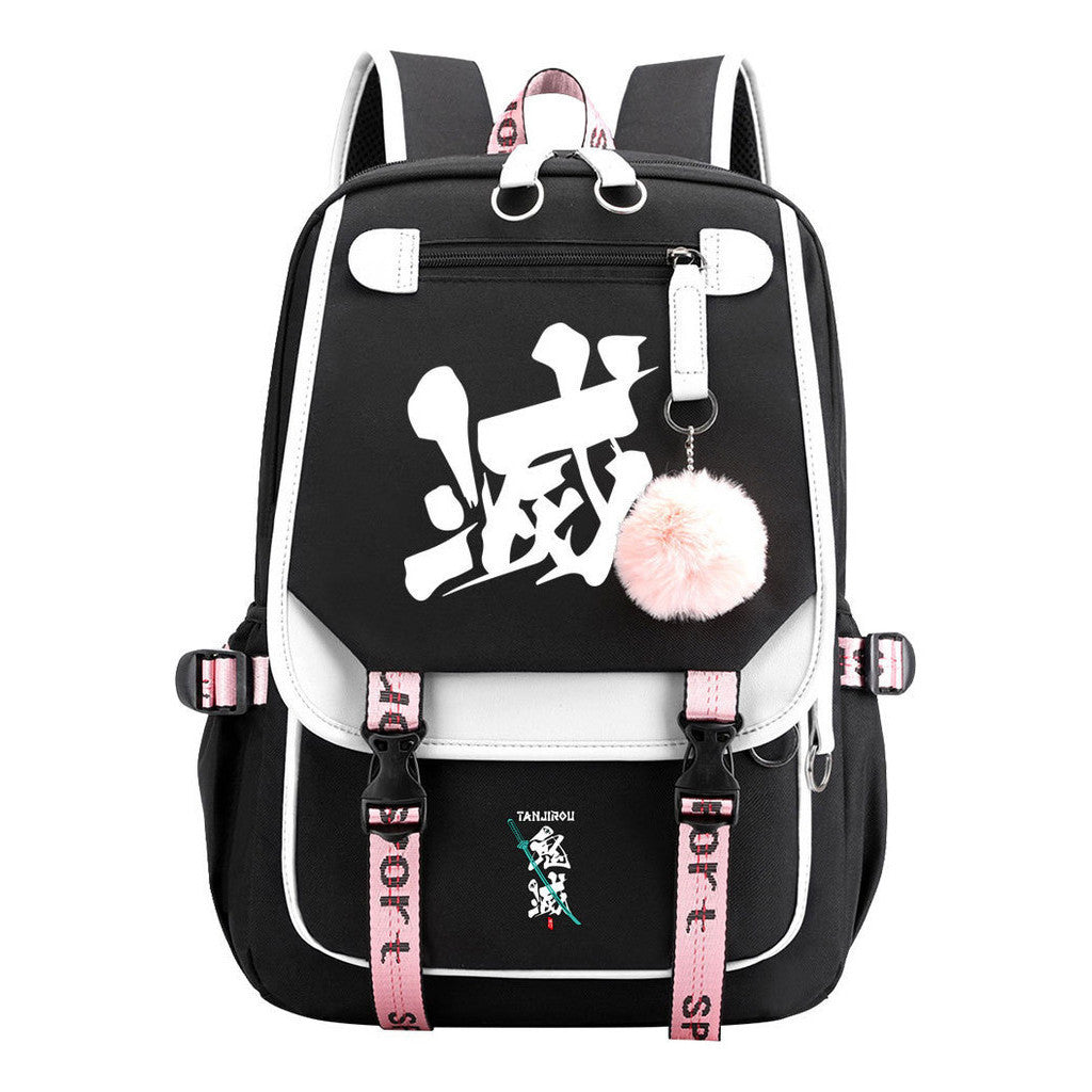 Cartoon Fashion Usb Youth Middle School Backpack For Boys And Girls Casual Woven Strap Flip Back Backpack