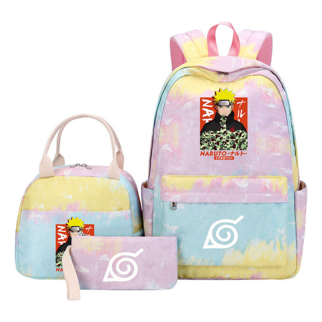Naruto Teenage Student Girls School Bag Lunch Bag Three Piece Set Backpack Set