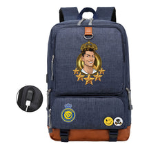 Football Star Cristiano Ronaldo Printed Usb Youth Student Backpack For Leisure Travel Backpack