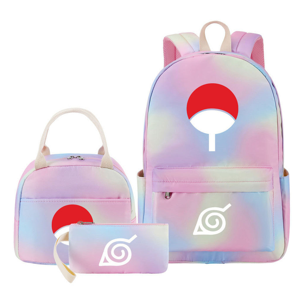 Naruto Teenage Student Girls School Bag Lunch Bag Three Piece Set Backpack Set