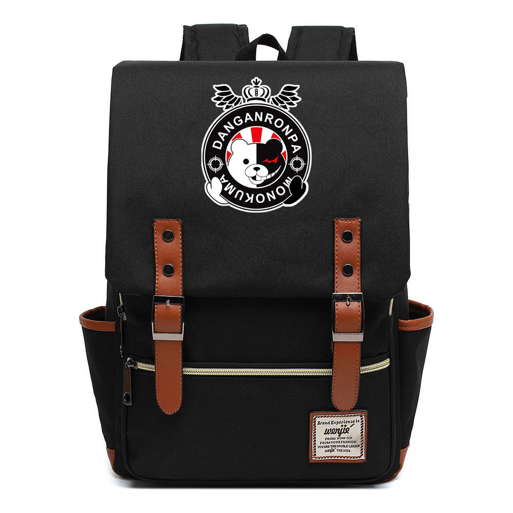 Printed Teenage Student Backpack For Men And Women With Casual Belt Buckle Classic Backpack