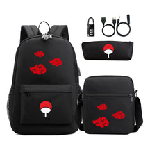 Naruto Usb Password Lock Student Backpack Three Piece Set Backpack Set