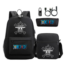 Cartoon Pirate King Usb Password Lock Youth Student School Bag Three Piece Set For Boys And Girls Backpack Set