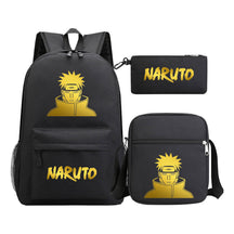 Golden Anime Naruto Starry Sky Youth Student Backpack Set, 3-piece, Men's And Women's Backpack Set