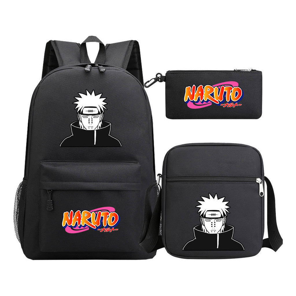 Anime Naruto Starry Sky Student School Bag Three Piece Set For Men And Women Backpack Set