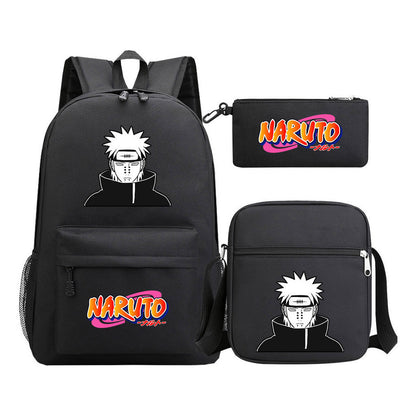 Anime Naruto Starry Sky Student School Bag Three Piece Set For Men And Women Backpack Set