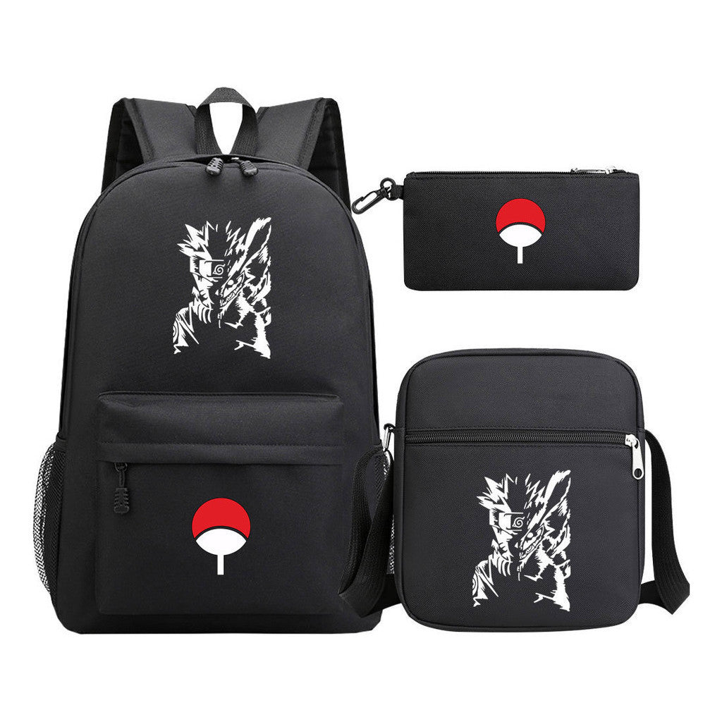 Anime Naruto Starry Sky Youth School Bag Three Piece Set For Men And Women Backpack Set