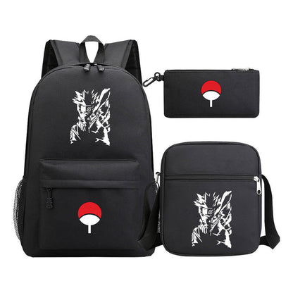 Anime Naruto Starry Sky Youth School Bag Three Piece Set For Men And Women Backpack Set