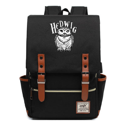 School Of Witchcraft And Wizardry Youth Student Backpack Usb Men's And Women's Leisure Belt Buckle Backpack