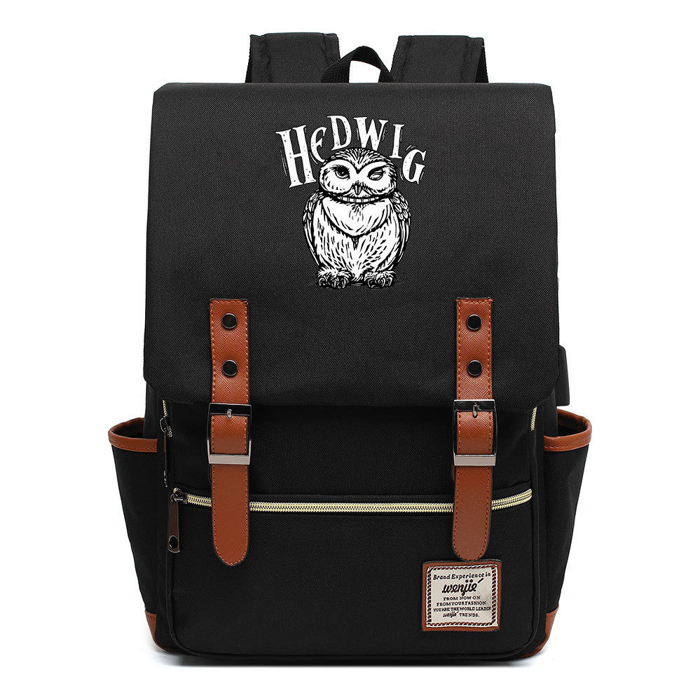 School Of Witchcraft And Wizardry Youth Student Backpack Usb Men's And Women's Leisure Belt Buckle Backpack