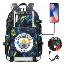 Sports Football Star Usb Printed Youth Student Backpack Leisure Travel Backpack