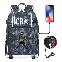 Football Star Cristiano Ronaldo Printed Youth Student Backpack Leisure Travel Backpack