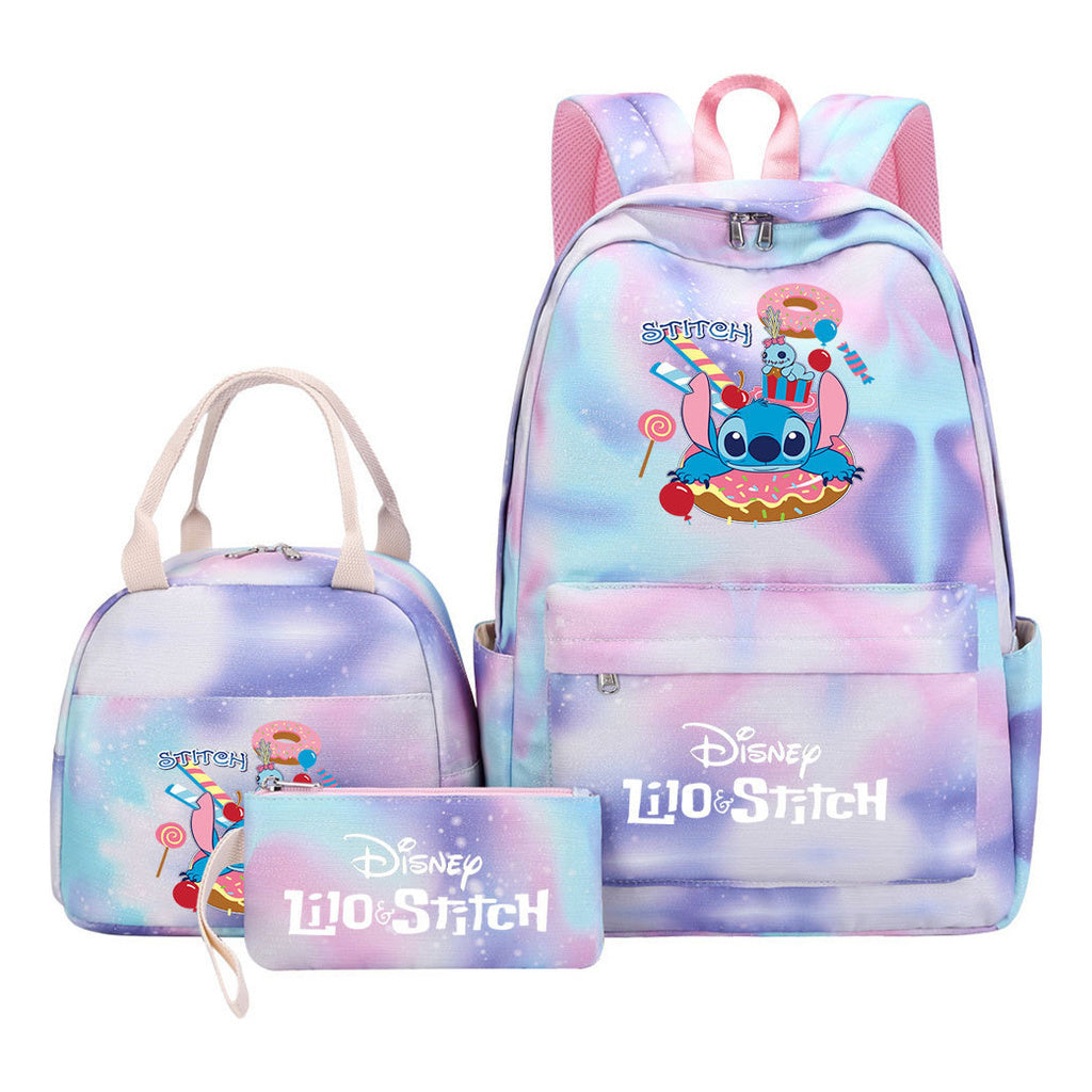 Interstellar Baby Stitch Youth Student Girls School Bag Lunch Bag Three Piece Set Backpack Set