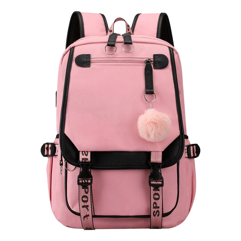 Printed Usb Youth Student Backpack For Men And Women With Casual Woven Strap Flap Backpack