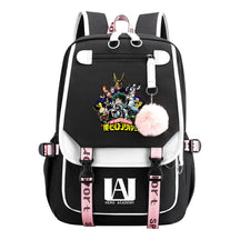 My Heroes Academy Usb Youth Student Backpack For Boys And Girls, Casual Woven Strap Flip Back Backpack