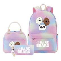 Cartoon Cute Three Bears Youth Student Girls School Bag Lunch Bag Three Piece Set Backpack Set