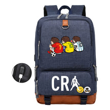 Football Star Cristiano Ronaldo Printed Usb Student Backpack For Leisure Travel Backpack
