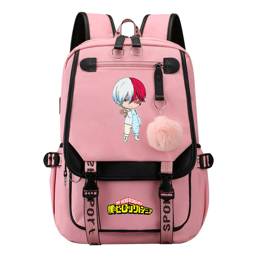 Comics My Heroes Academy Usb Youth Student Backpack Men's And Women's Leisure Ribbon Flip Backpack