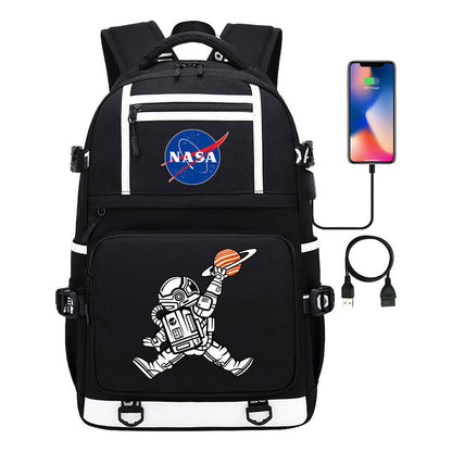 Fashionable Space Printed Usb Student Backpack Backpack Leisure Travel Backpack