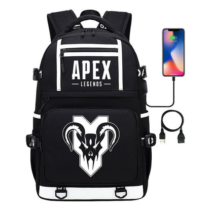 Apex Hero Print Usb Youth School Bag Backpack Leisure Travel Backpack