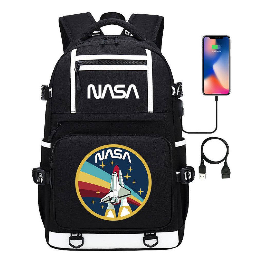 Fashionable Space Printed Usb Student Backpack Backpack Leisure Travel Backpack