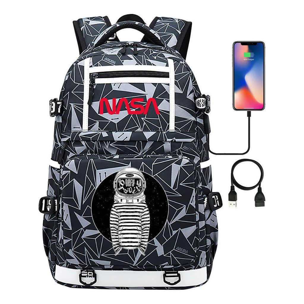 Printed Usb Youth School Bag Backpack Leisure Travel Backpack