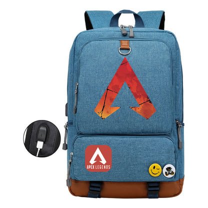 Apex Hero Print Usb Youth School Bag Leisure Travel Backpack