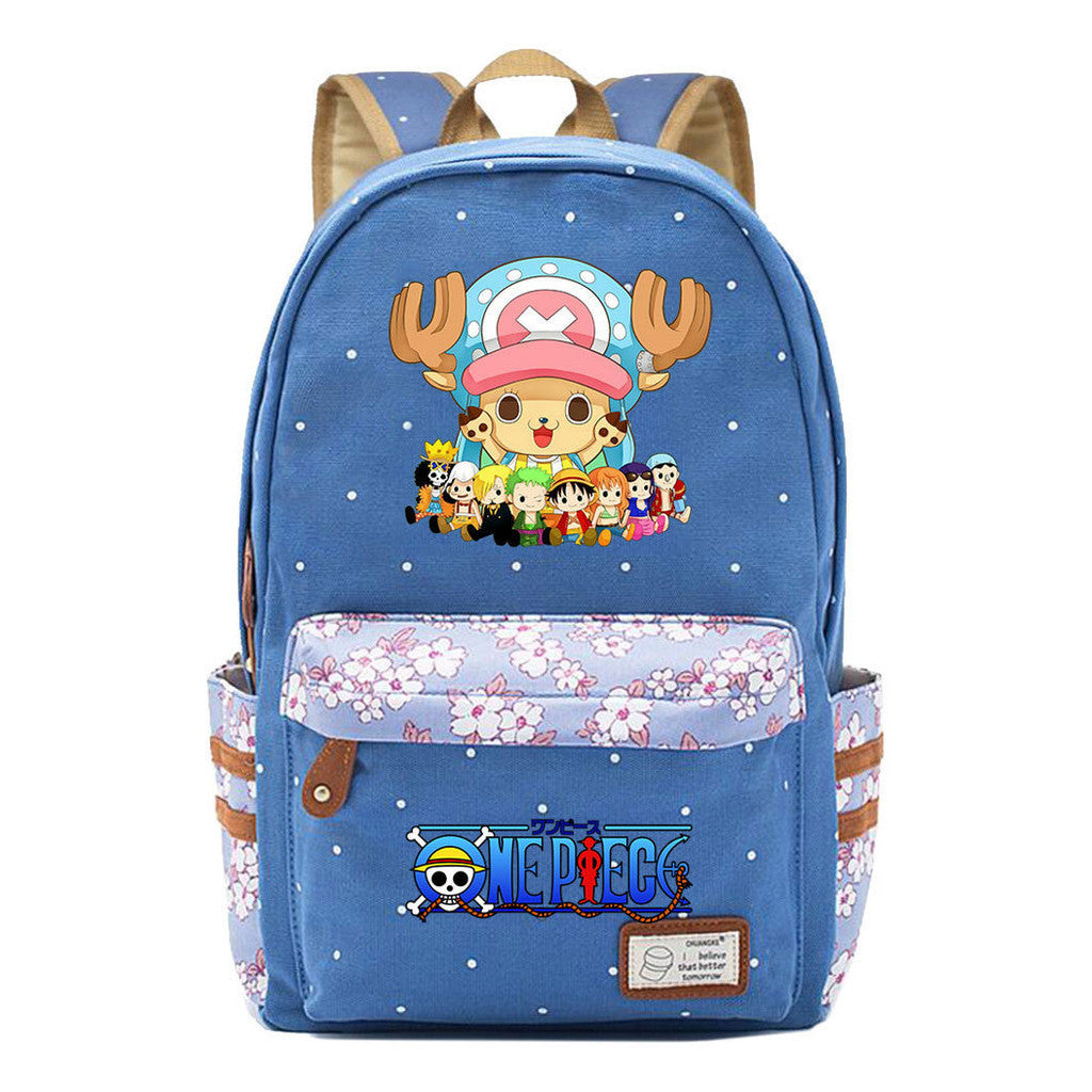 Anime Pirate Wang Lufei Printed Student School Bag Fragmented Flower Leisure Backpack