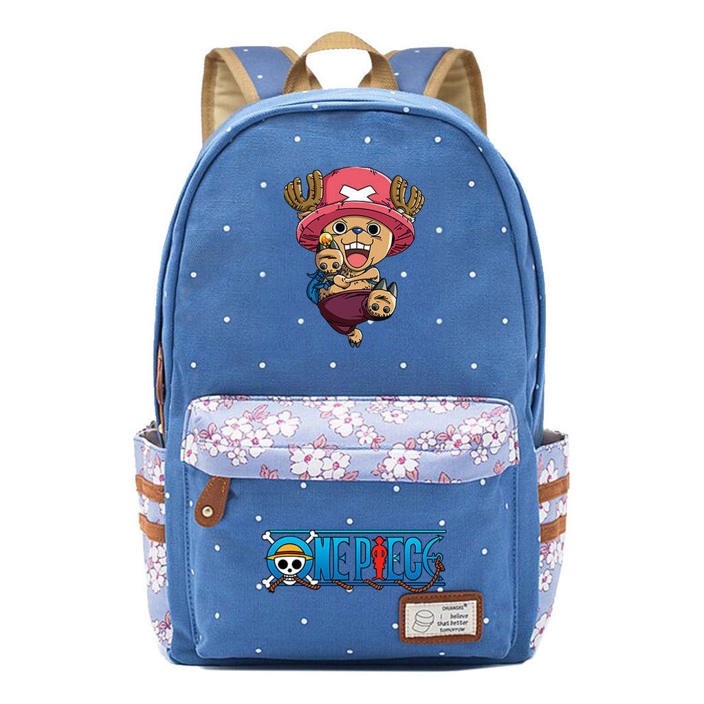 Anime Pirate King Lufei Printed Student School Bag Fragmented Flower Leisure Backpack