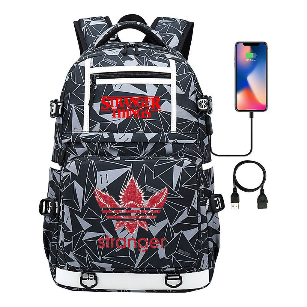 Printed Usb Youth Student Backpack For Men And Women's Leisure Travel Backpack