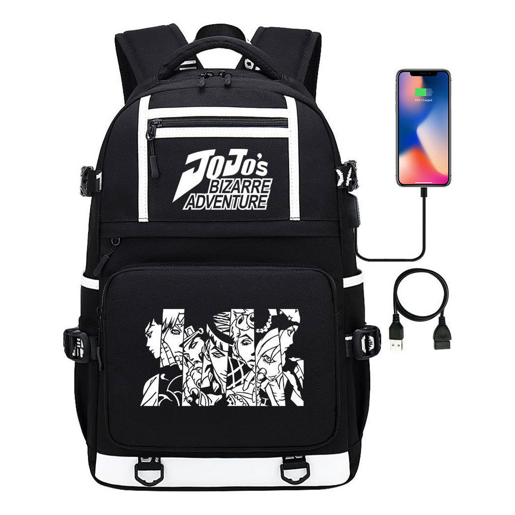 Comic Joe's Wonderful Adventure Print Usb Youth Student Backpack For Men And Women's Leisure Travel Backpack
