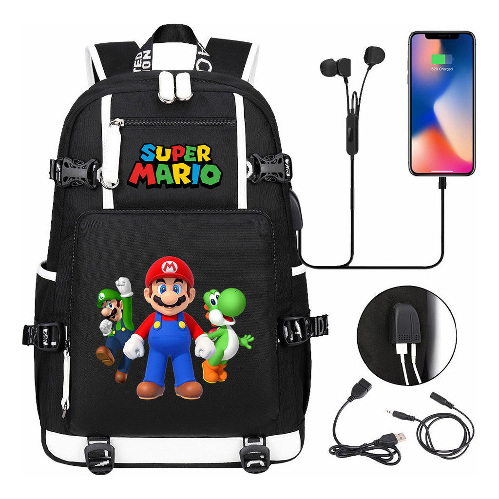 Super Mario Printed Teenage Student Backpack With Large Capacity For Men And Women's Leisure Travel Backpack
