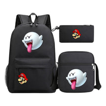 Super Mario Printed Student Backpack Three Piece Set For Men And Women's Backpack Set