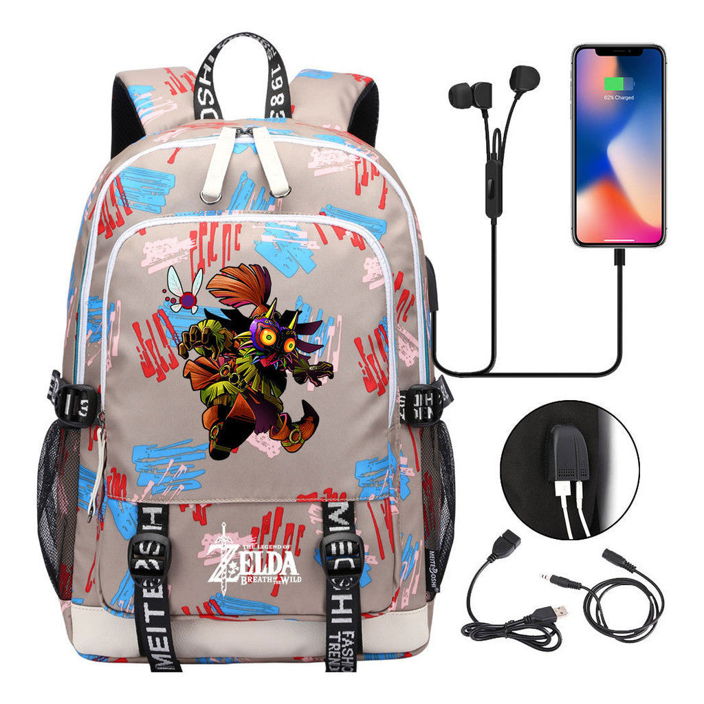 Usb Youth Primary And Secondary School Student Backpack For Men And Women's Leisure Sports Backpack