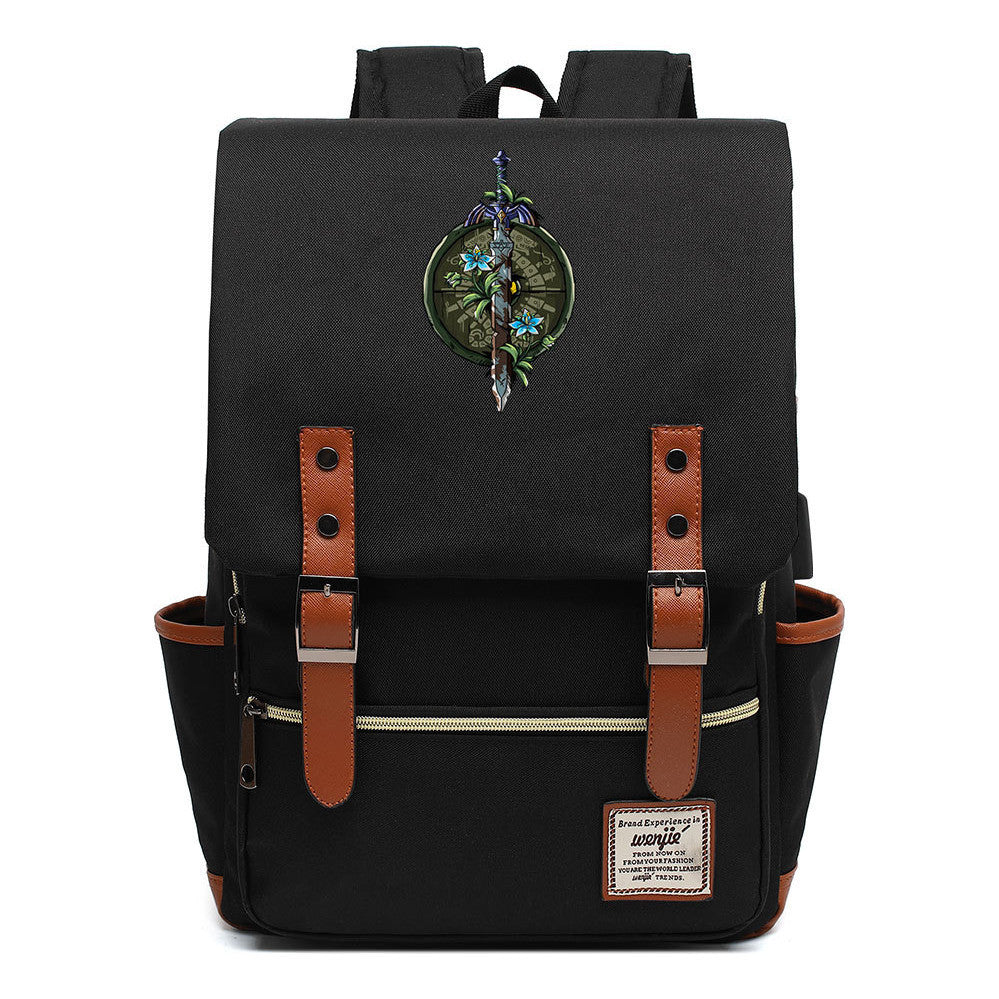 Game Tear Print Of The Kingdom Of Zelda Youth Primary And Secondary School Student Backpack Usb Men's And Women's Leisure Backpack