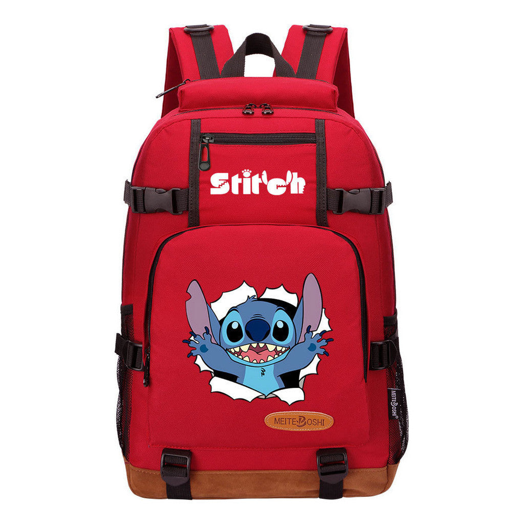 Anime Star Baby Stitch Printed Student Backpack Men And Women's Leisure Travel Backpack