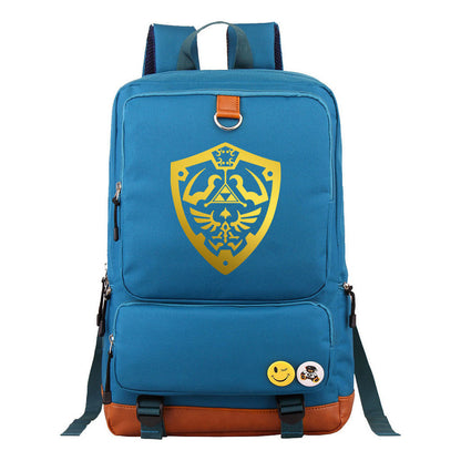 Golden Printed Youth Student Backpack, Travel Bag, Men's And Women's Backpack